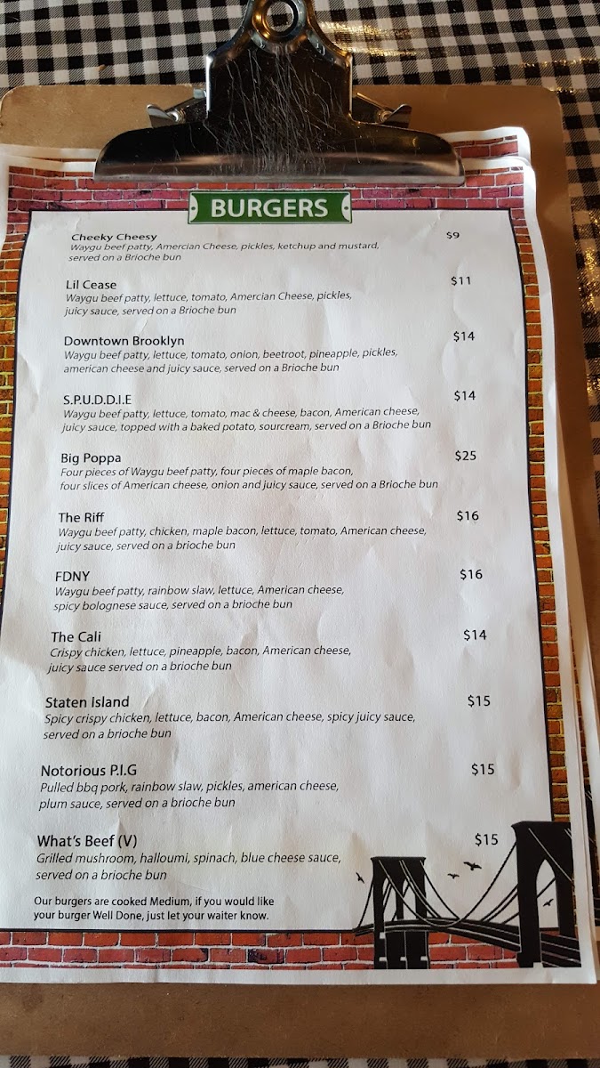 Menu Downtown Brooklyn Burgers-7